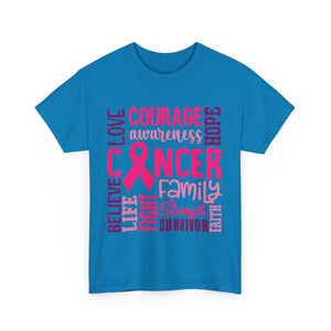 Cancer Awareness Unisex Tee, Support Cancer Fighters, Fight Against Cancer, Gift for Survivors, Hope & Love T-Shirt