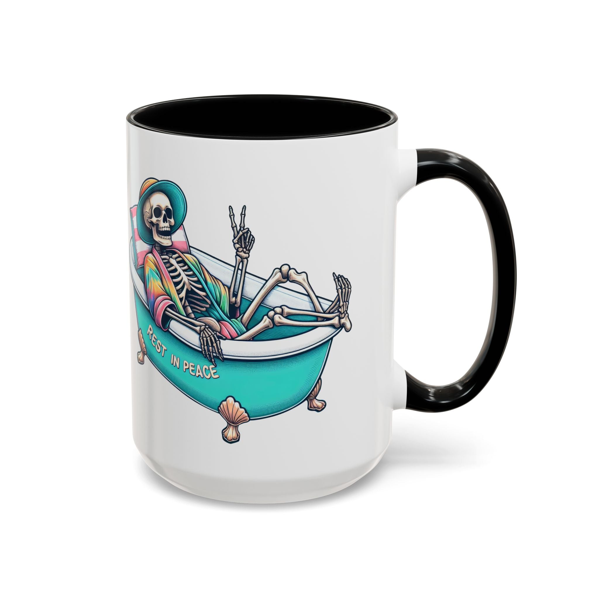 Rest in Peace Skeleton Coffee Mug - Fun Halloween Gift, Unique Home Decor, Hilarious Office Cup, Quirky Birthday Present, Spooky