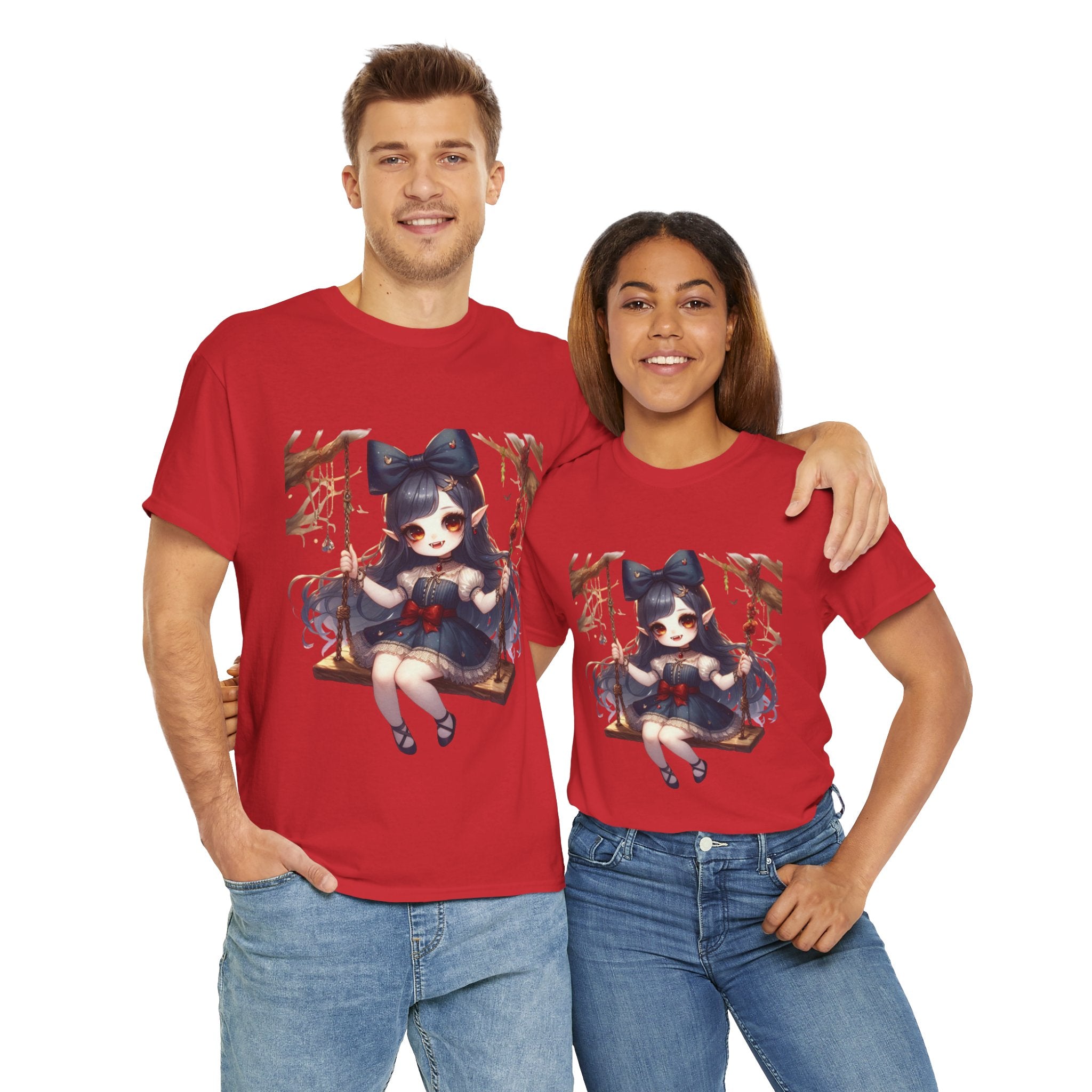 vampire girl on a swing horror Unisex Heavy Cotton Tee men women halloween #23