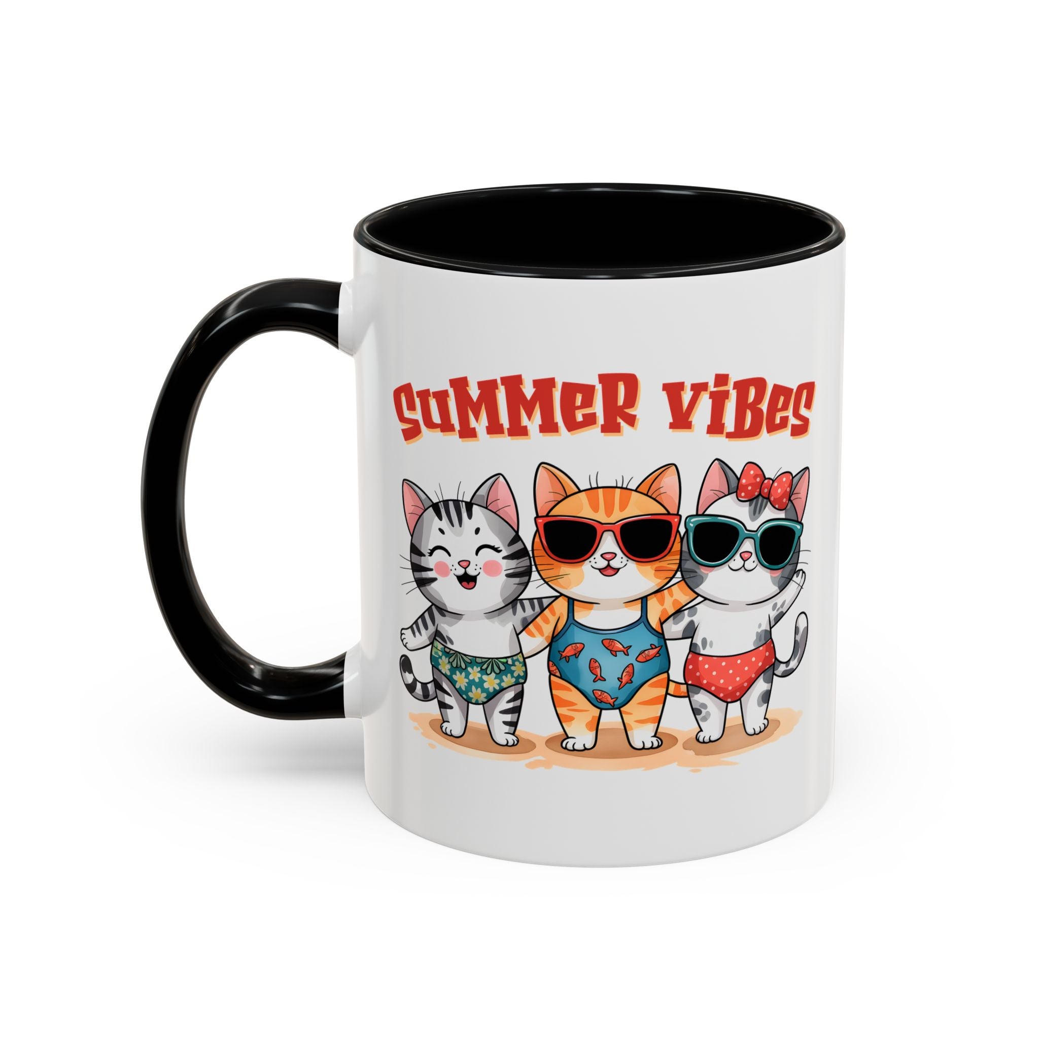 Summer Vibes Cat Coffee Mug - Fun Accent Mug for Cat Lovers
