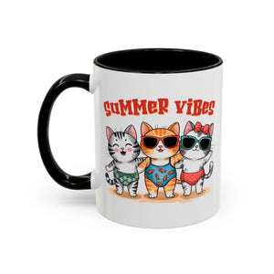 Summer Vibes Cat Coffee Mug - Fun Accent Mug for Cat Lovers