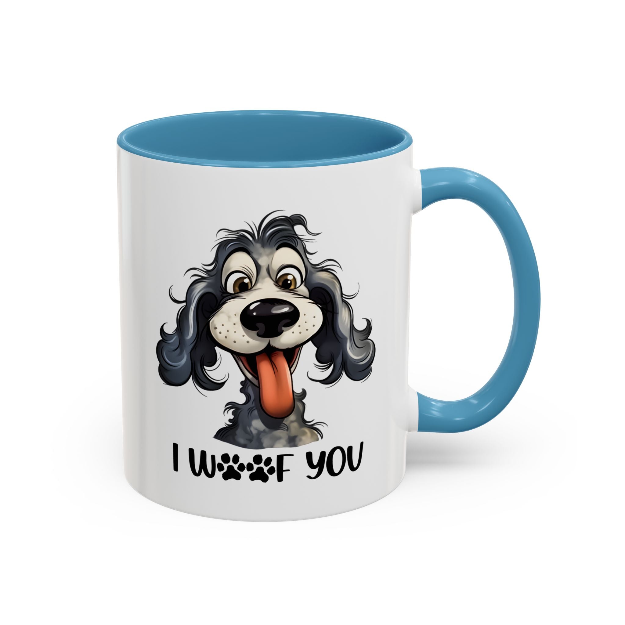 Dog Lover's Accent Coffee Mug - I Woof You, Pet Gift, Animal Lover Cup, Dog Mom Mug, Cute Dog Design, Fun Coffee Cup