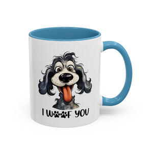 Dog Lover's Accent Coffee Mug - I Woof You, Pet Gift, Animal Lover Cup, Dog Mom Mug, Cute Dog Design, Fun Coffee Cup
