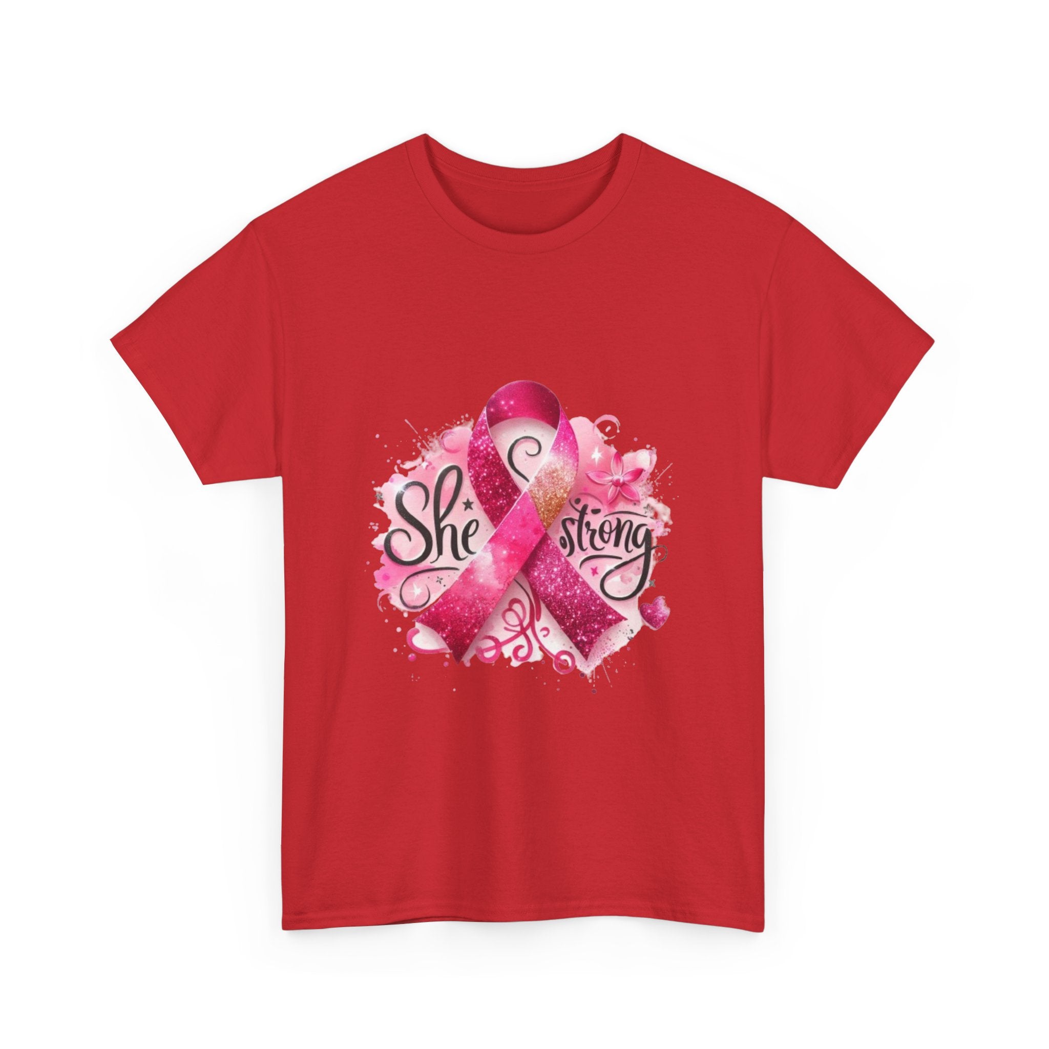 Breast Cancer Awareness Tee - She's Strong, Gift for Survivors, Supportive T-Shirt, Awareness Month, Inspirational Apparel