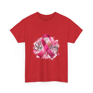 Breast Cancer Awareness Tee - She's Strong, Gift for Survivors, Supportive T-Shirt, Awareness Month, Inspirational Apparel
