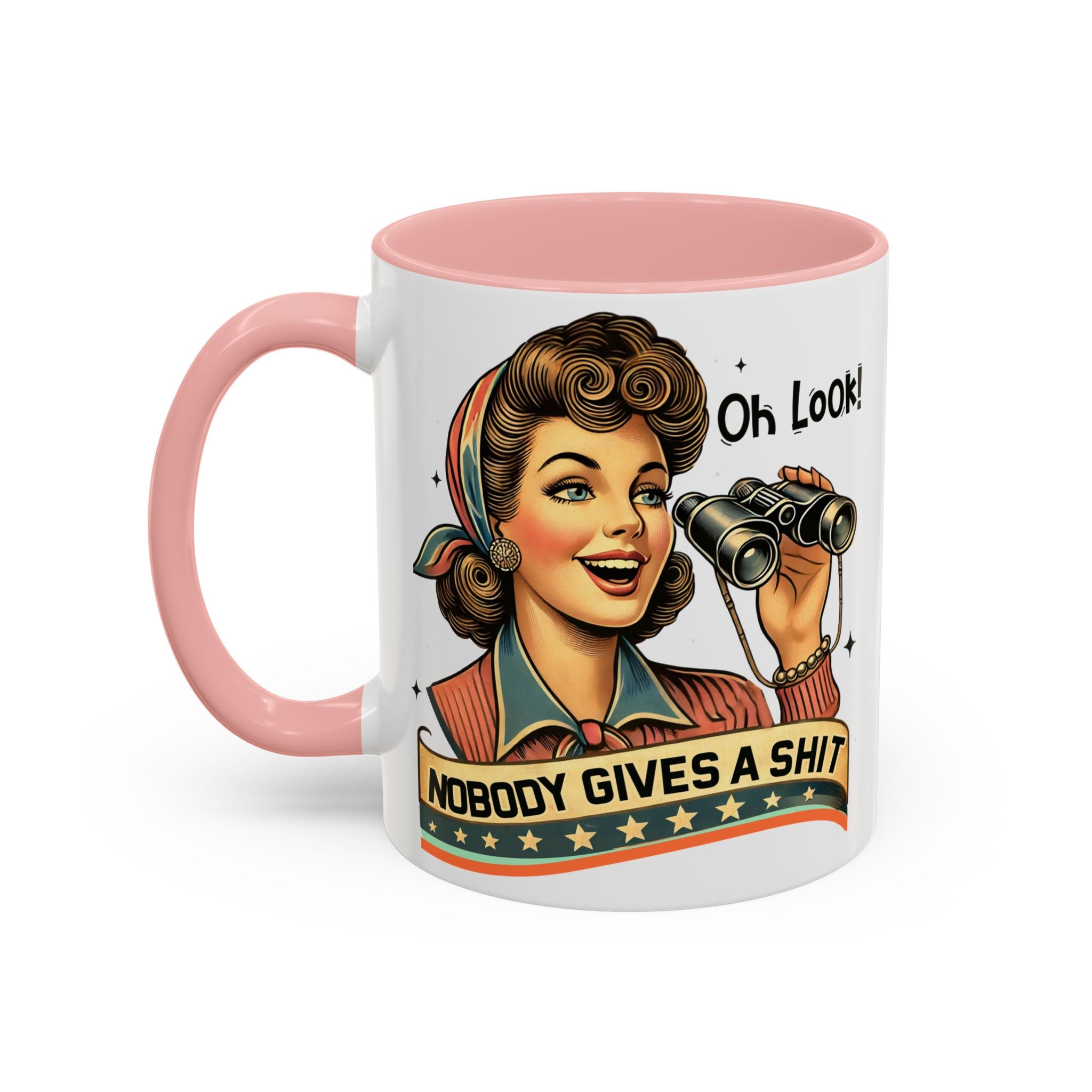 Nobody Gives a Shit Retro Coffee Mug — Funny Vintage Pin-Up Accent Mug (11/15oz)