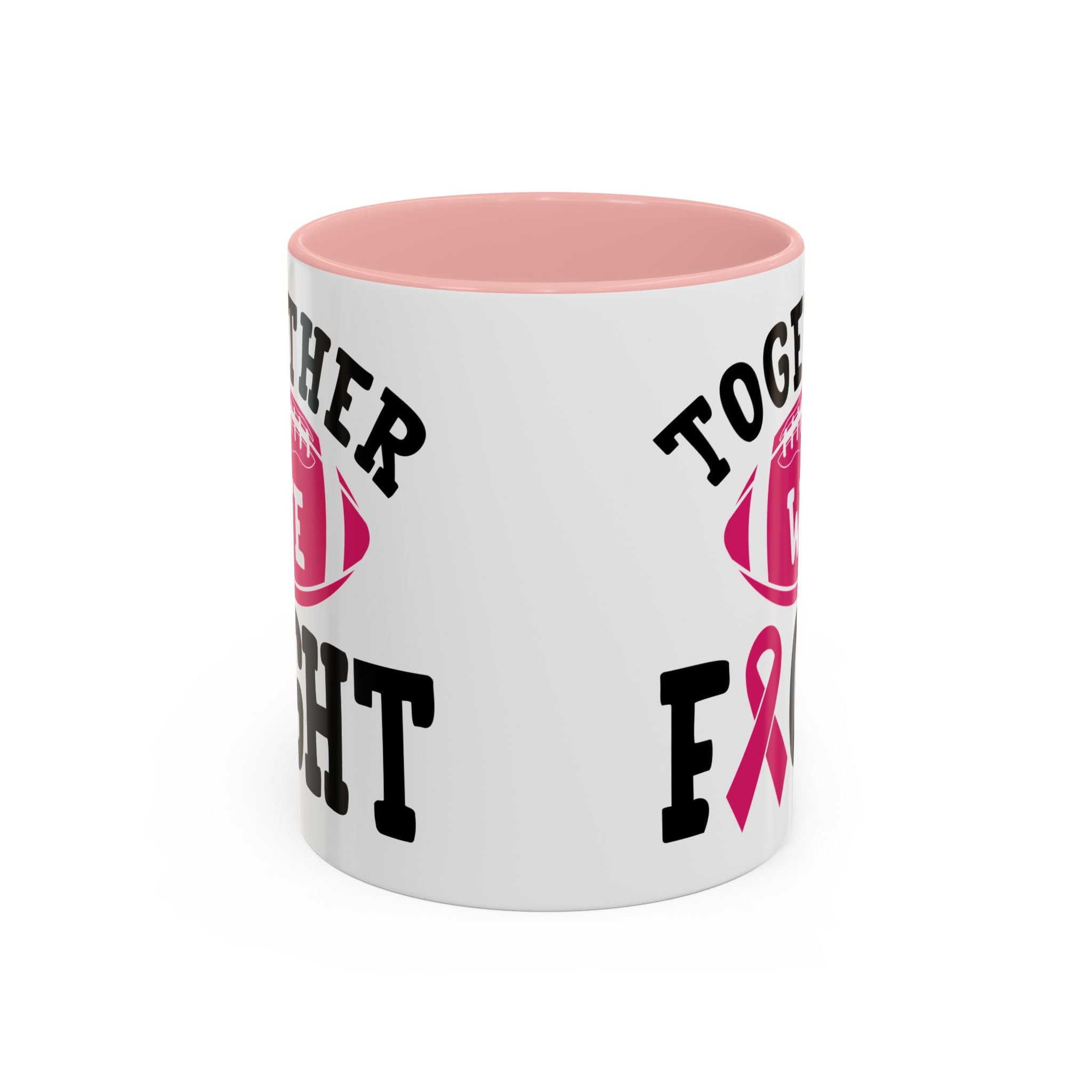 Together We Fight Pink Ribbon Coffee Mug, Support Breast Cancer Awareness, Gift for Survivors, Football Lovers, Empowerment