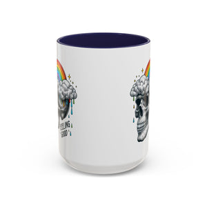 Skull Rainbow Coffee Mug, Unique Gift for Coffee Lovers, Halloween Decor, Daily Motivation Mug, Fun Skull Design