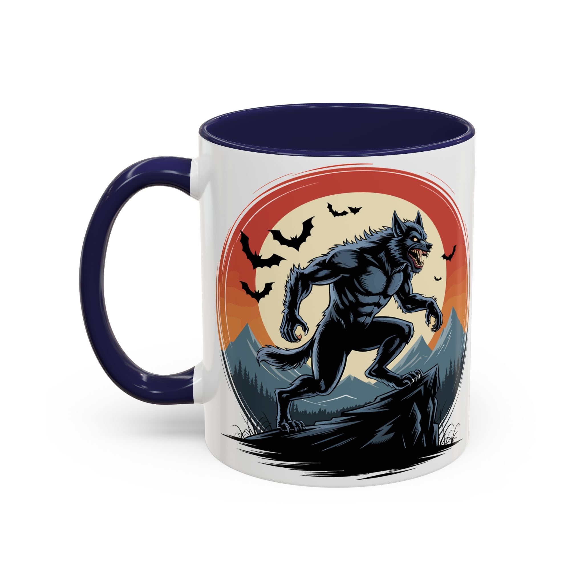 Werewolf Sunset Coffee Mug — Halloween Creature Ceramic Accent Mug (11/15oz) fantasy horror art