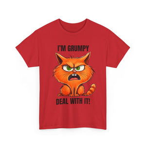 Grumpy Cat Tee: Unisex Heavy Cotton Shirt, Funny Cat Lovers Gift, Casual Wear, Birthday, Humor Apparel