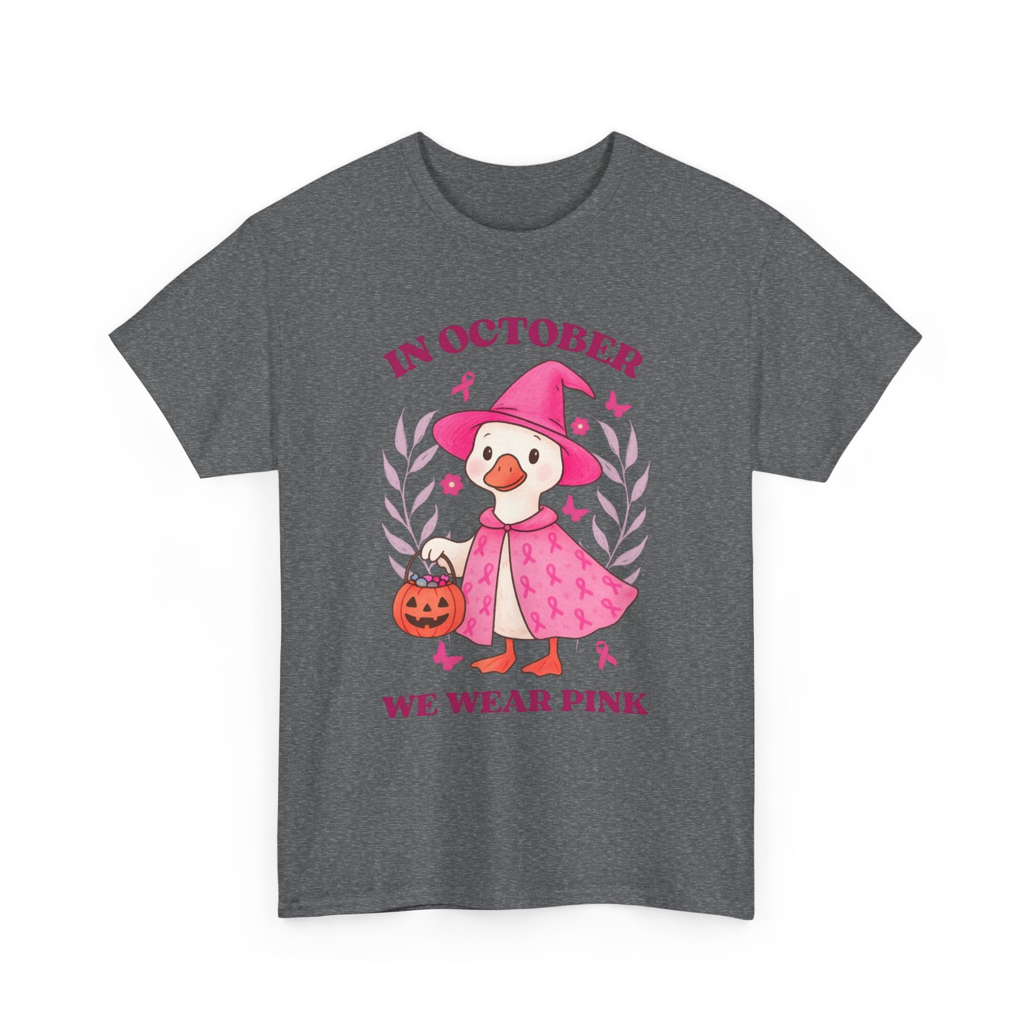 Breast Cancer Awareness Tee, Cute Pink Duck Shirt for October, Unisex Cotton T-Shirt, Awareness Month Apparel, Funny Halloween Outfit