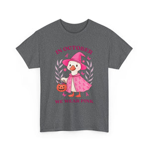 Breast Cancer Awareness Tee, Cute Pink Duck Shirt for October, Unisex Cotton T-Shirt, Awareness Month Apparel, Funny Halloween Outfit