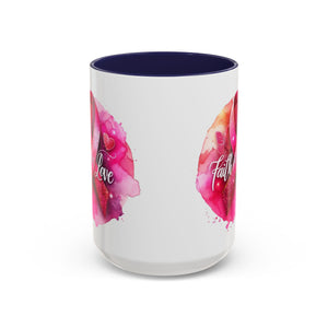 Inspirational Accent Coffee Mug with Pink Ribbon Design, Faith Hope Love Gift, Cancer Awareness Mug, Supportive Drinkware, Meaningful [...]