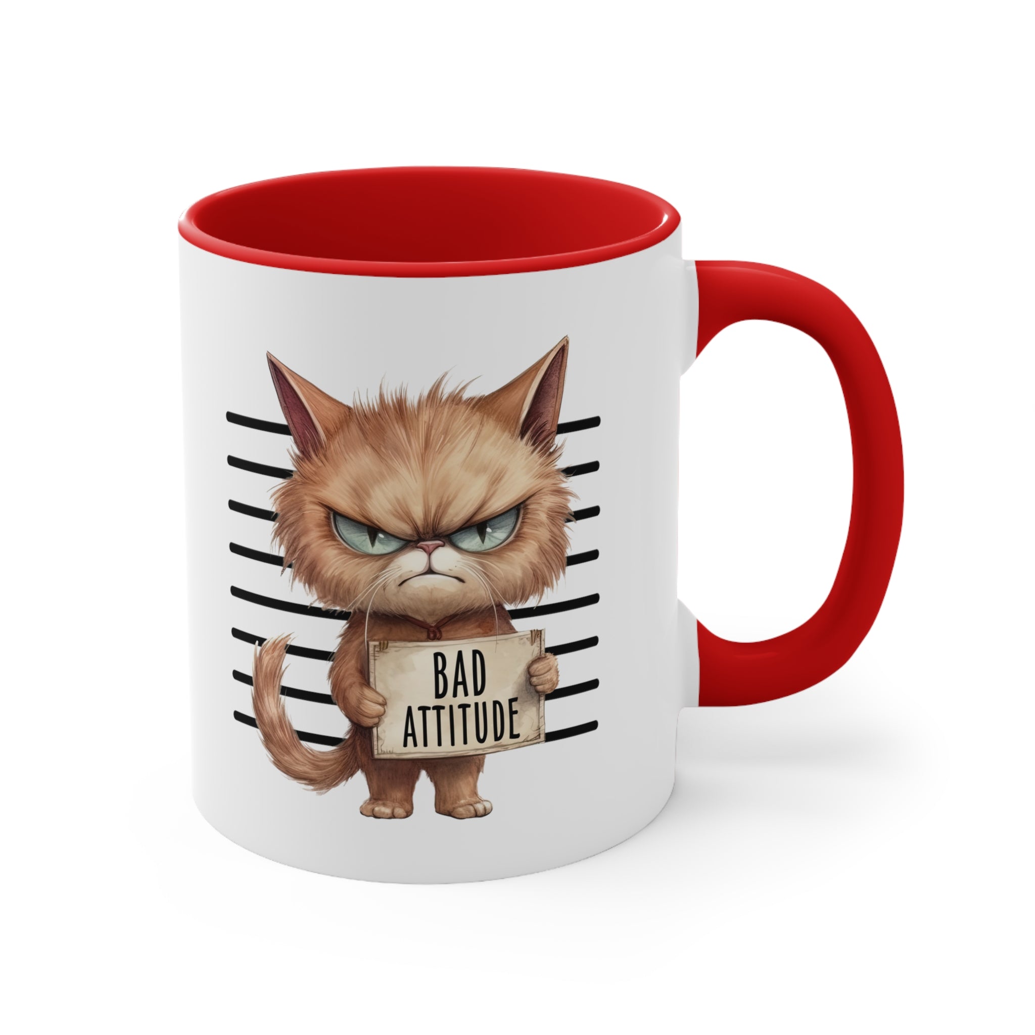 Funny cat bad attitude Accent Coffee Mug, 11oz animal lover gift