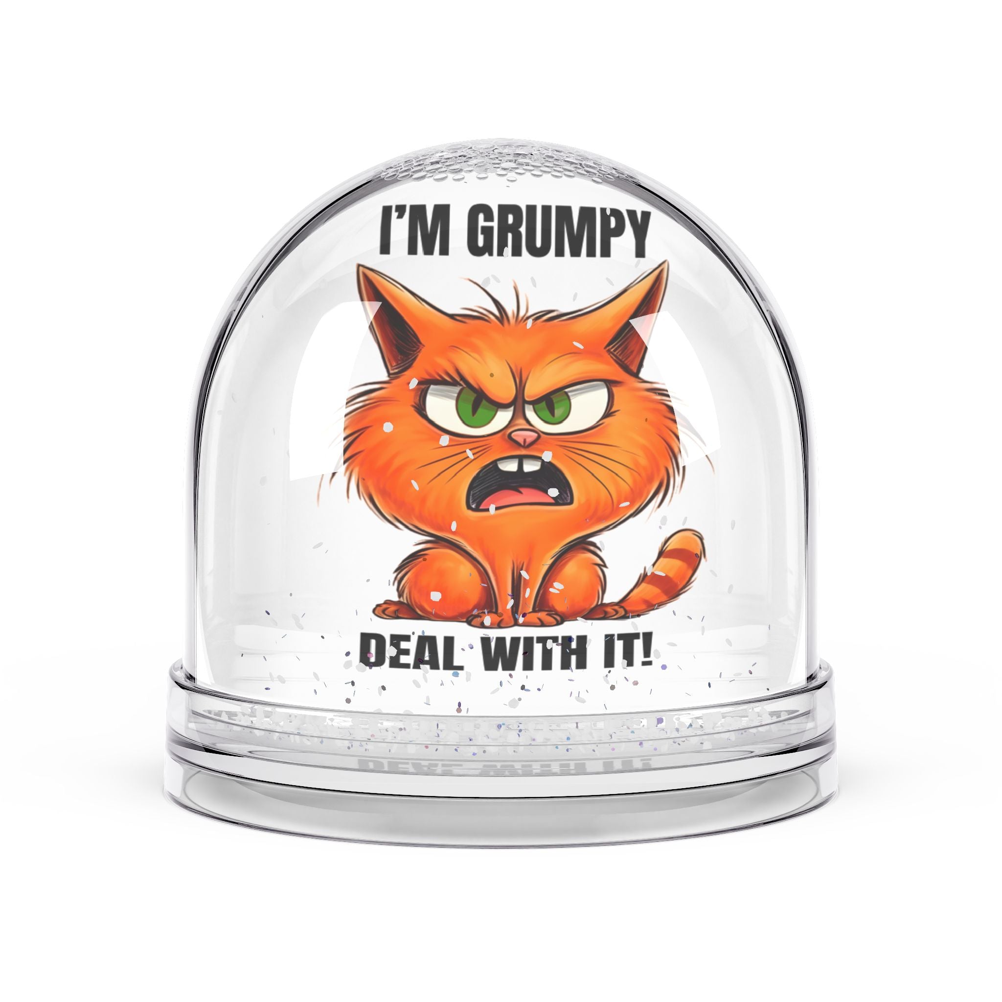 Grumpy Cat Snow Globe, Whimsical Decor, Cute Gifts, Funny Home Accent, Collectible Keepsake, Cat Lover Present