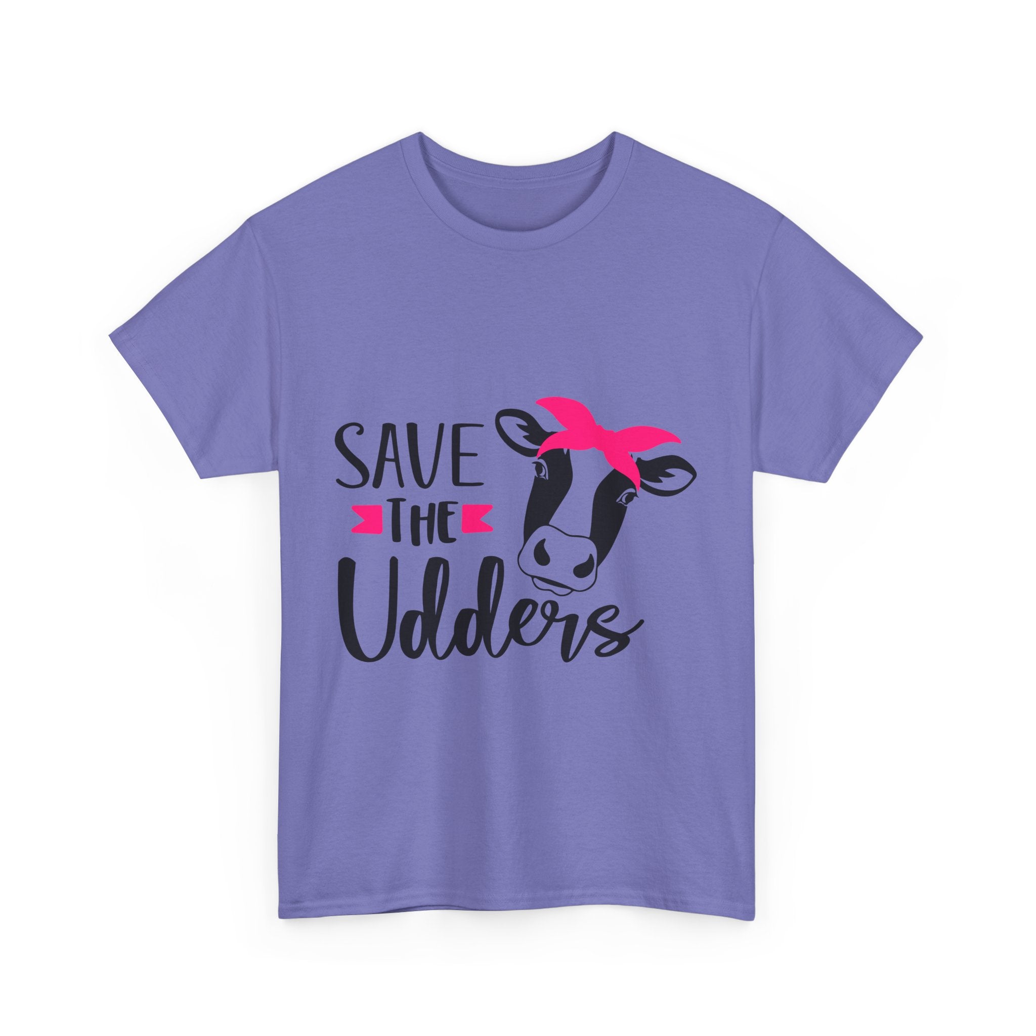 cancer awareness Save the Udders Unisex Heavy Cotton Tee, Fun Cow Tee,  Animal Lover Gift, Casual Tee, Eco-Friendly Apparel