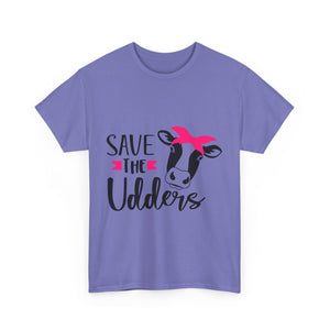 cancer awareness Save the Udders Unisex Heavy Cotton Tee, Fun Cow Tee,  Animal Lover Gift, Casual Tee, Eco-Friendly Apparel