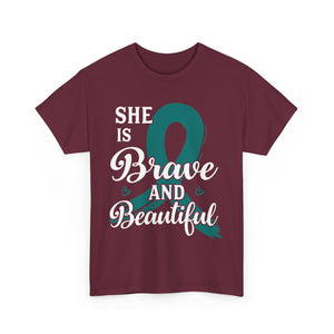 Empowering Brave & Beautiful Tee, Inspirational T-Shirt, Unisex Awareness Shirt, Gift for Support, Cancer Awareness Tee, Confidence T-Shirt