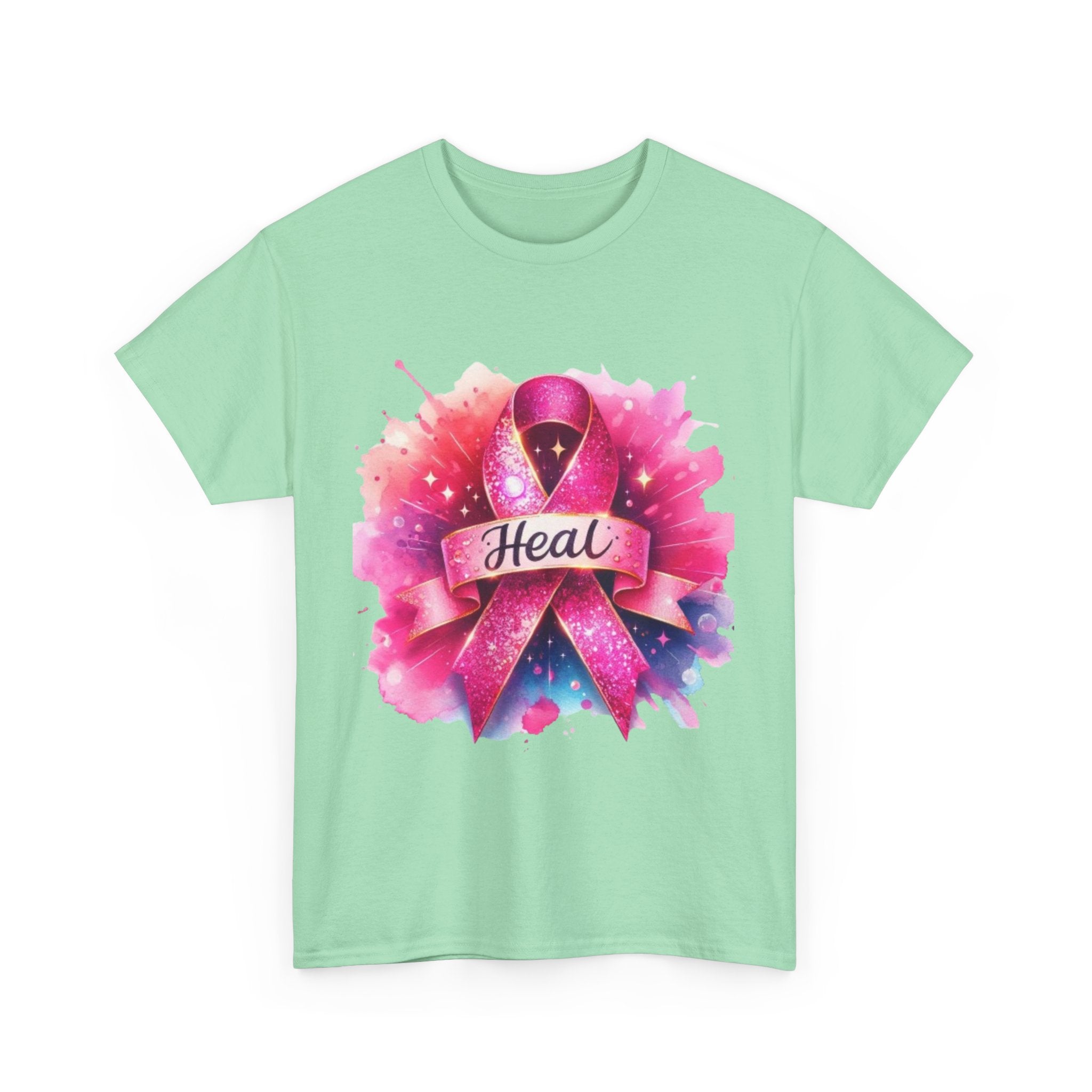 Breast Cancer Awareness Tee, Heal Ribbon Shirt, Supportive Gift, Unisex Cotton T-Shirt, Inspirational Apparel, Pink Ribbon Top