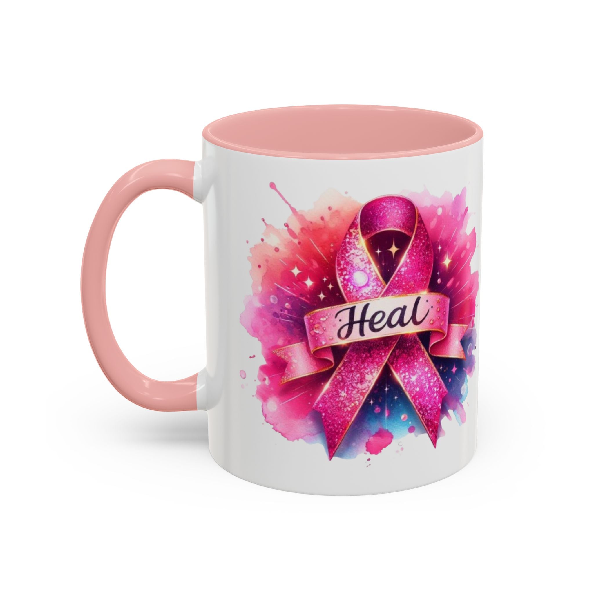 cancer awareness Inspirational Coffee Mug, Healing Ribbon Mug, Gift for Cancer Survivors, Motivational Drinkware, Support