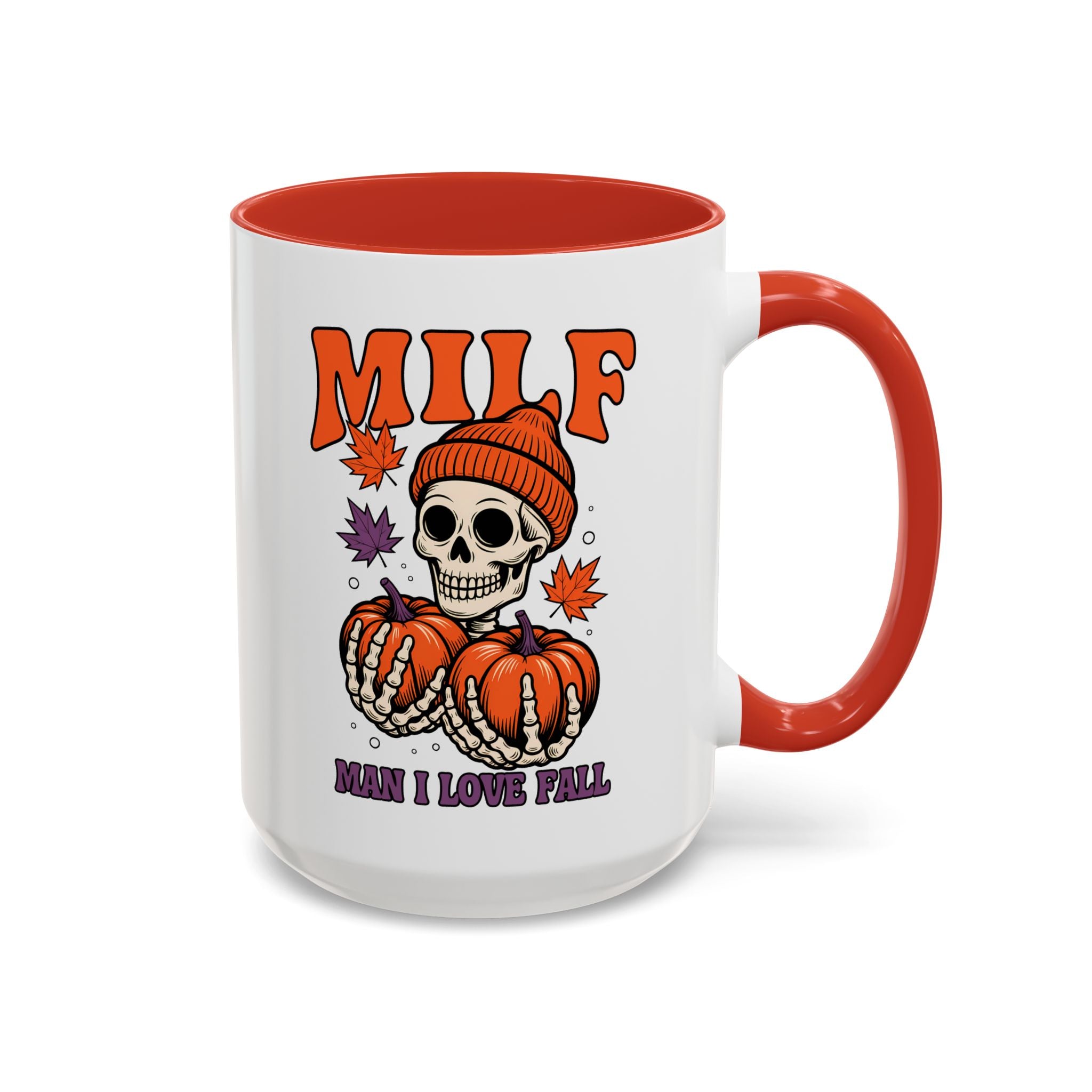 Halloween Pumpkin Skull Coffee Mug – "MILF: Man I Love Fall" funny adult humor sexy time joke