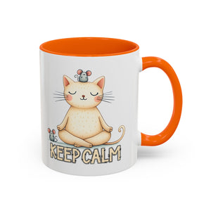 Serene Cat Coffee Mug, Funny Pet Lover's Gift, Cute Keepsake for Relaxation, Relaxing Drinkware, Quirky Home Decor