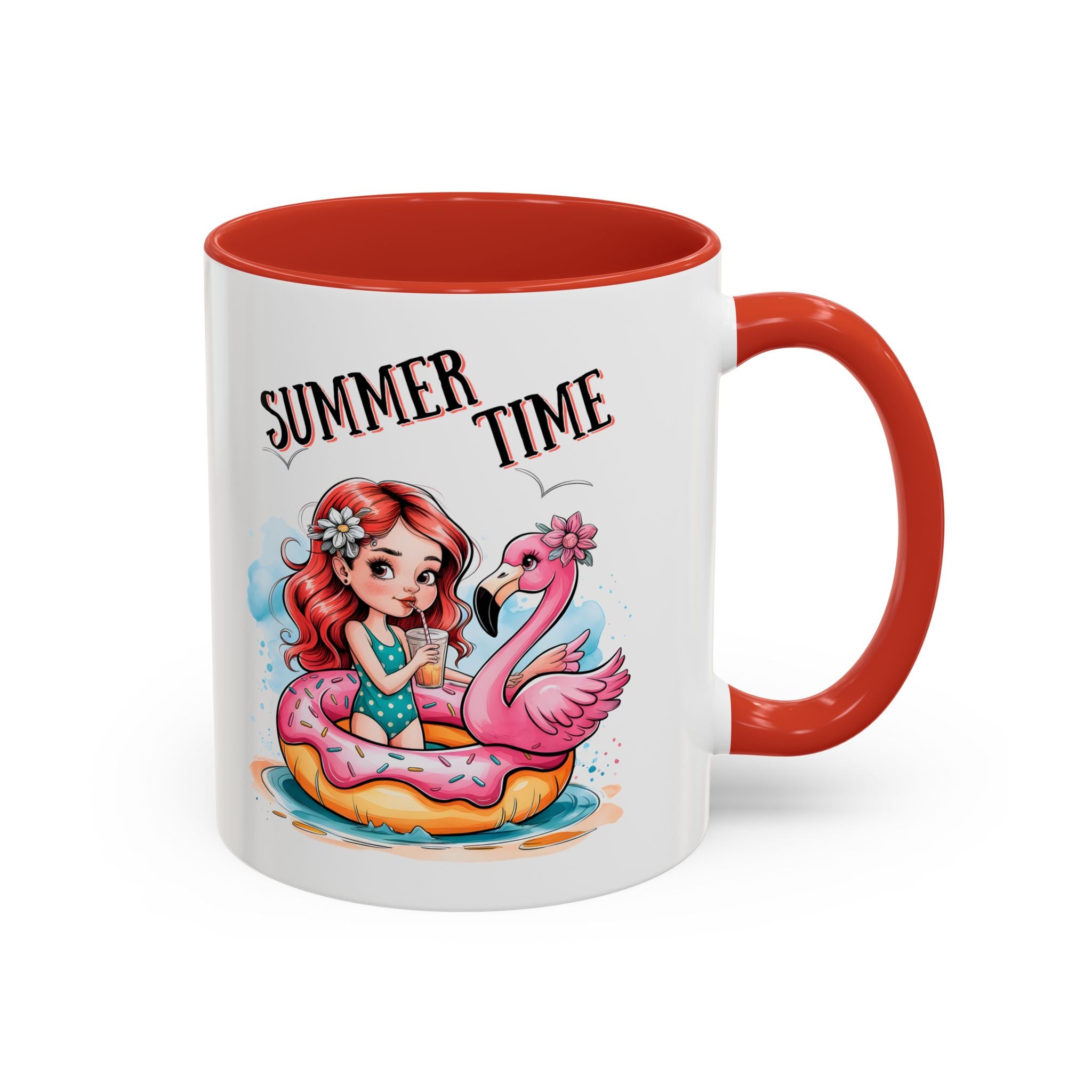 Summer Time Accent Coffee Mug - 11oz & 15oz funny cute girl floating