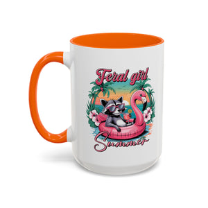 Feral Girl Summer Coffee Mug - Accent Design for Animal Lovers