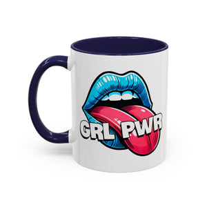 GRL PWR Accent Coffee Mug - Bold Fun Design for Empowerment, Great Gift for Friends, Coffee Lovers, Birthdays, and Celebrations