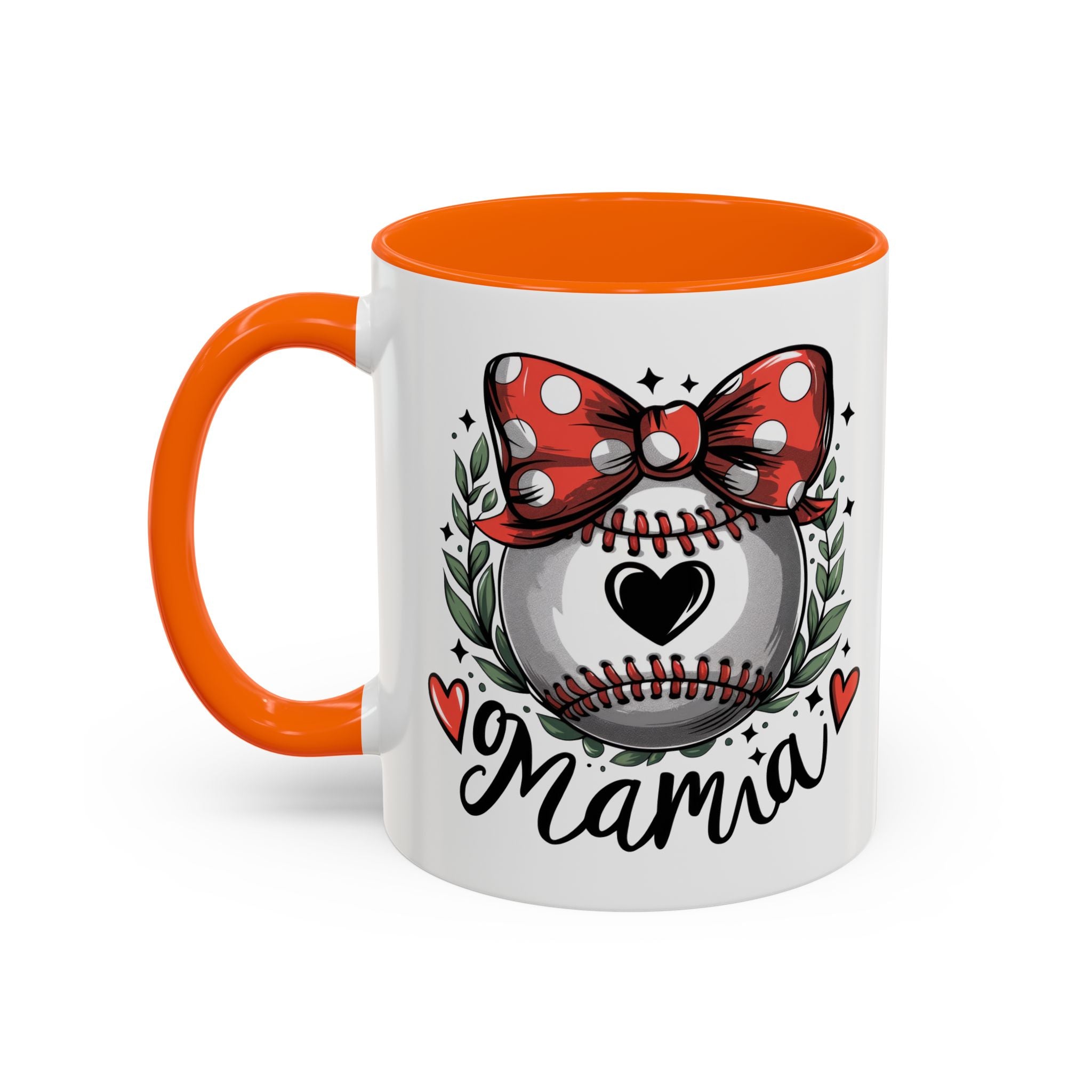 Mama's Accent Coffee Mug | Baseball & Heart Design | Gift for Mom, Mother's Day, Birthday, Coffee Lovers, Baseball Fans