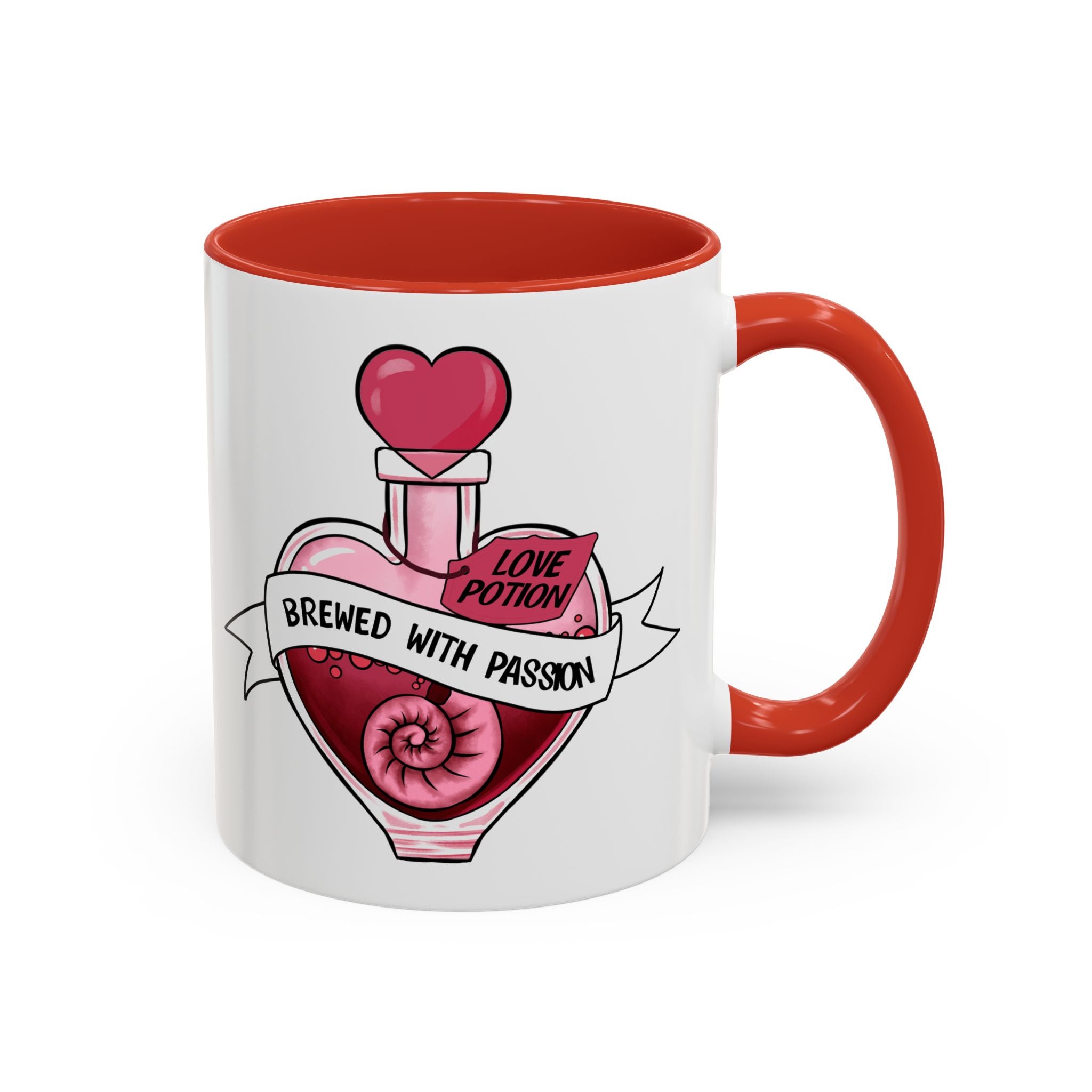 Coffee Mug - 'Brewed With Passion' Love Potion Accent Mug (11/15oz) anti valentine