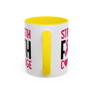 Inspirational Coffee Mug: Strength, Faith, Courage - Gift for Survivors, Awareness Events, Supportive Home Decor, Encouragement