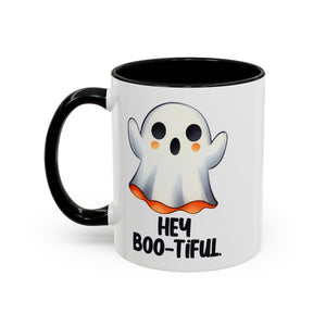 Hey Boo-tiful Ghost Coffee Mug, Halloween Mug, Cute Gift, Spooky Decor, Fun Mug