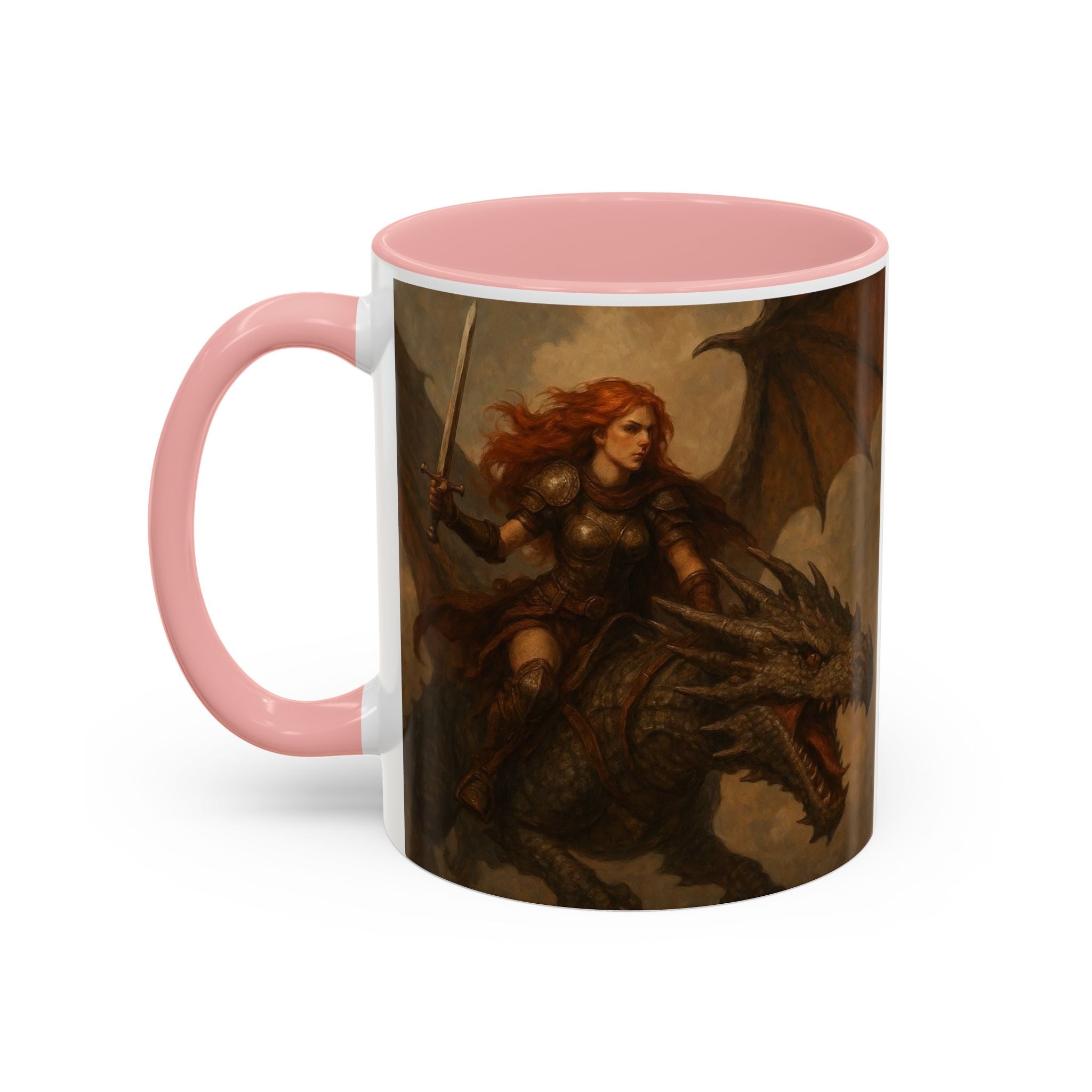 Fantasy Dragon Rider Coffee Mug gothic woman warrior queen