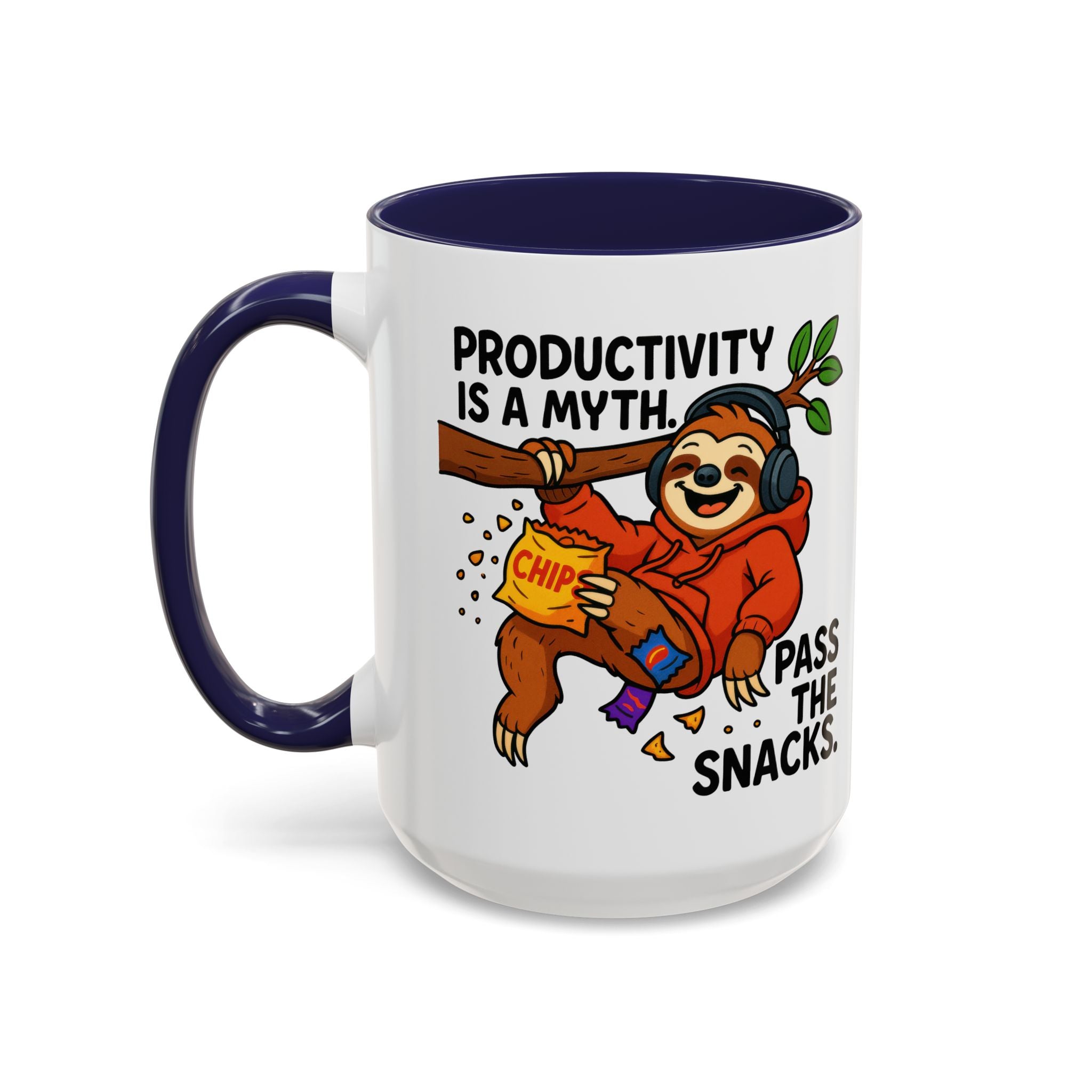 Funny Sloth Coffee Mug, Humor Mug Gift, Productivity Myth Mug, Cute Sloth Cup, Quirky Office Mug