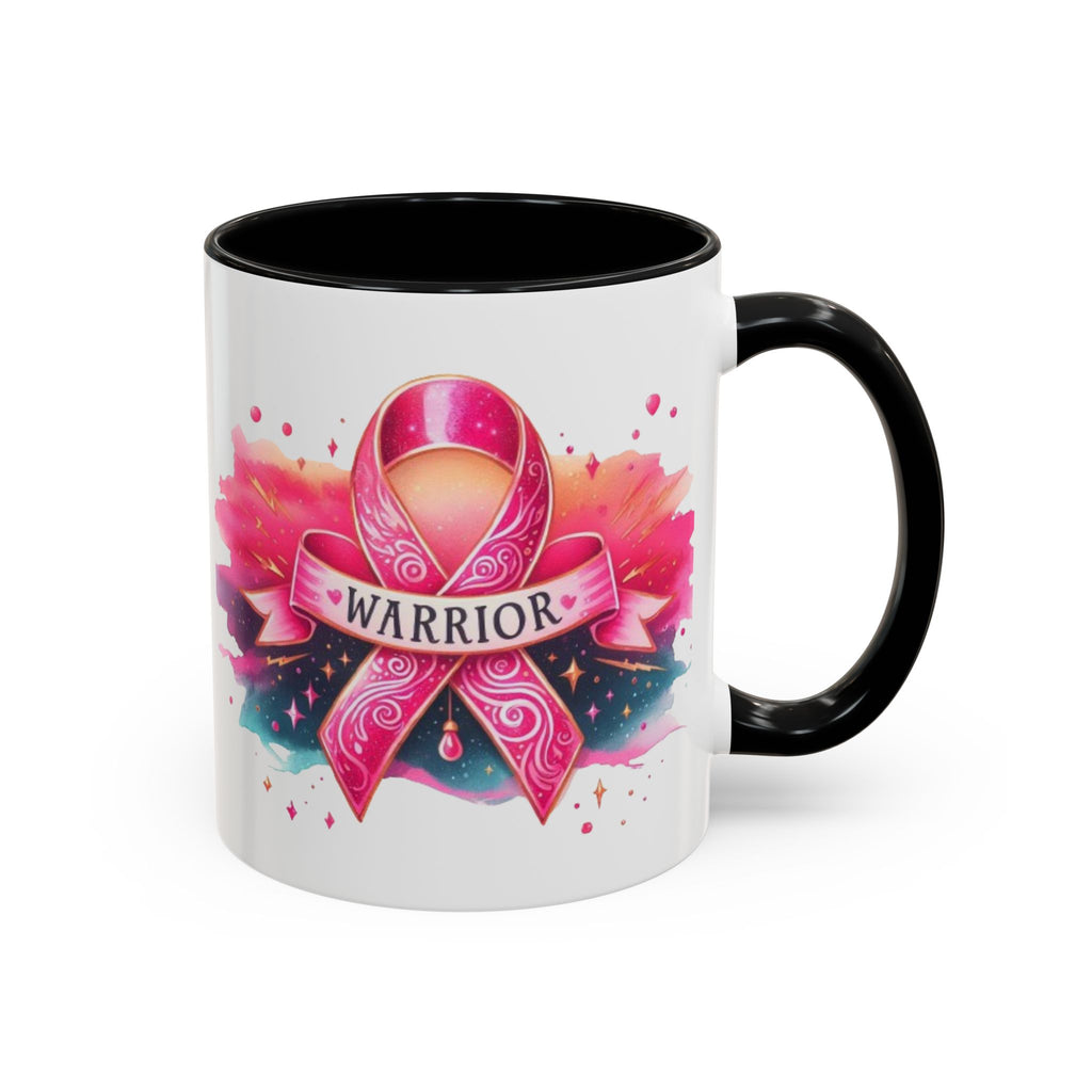 Pink Ribbon Warrior Coffee Mug, Support Breast Cancer Awareness Gift, Inspirational Mug, Cancer Survivor Merchandise, 11oz 15oz Mug