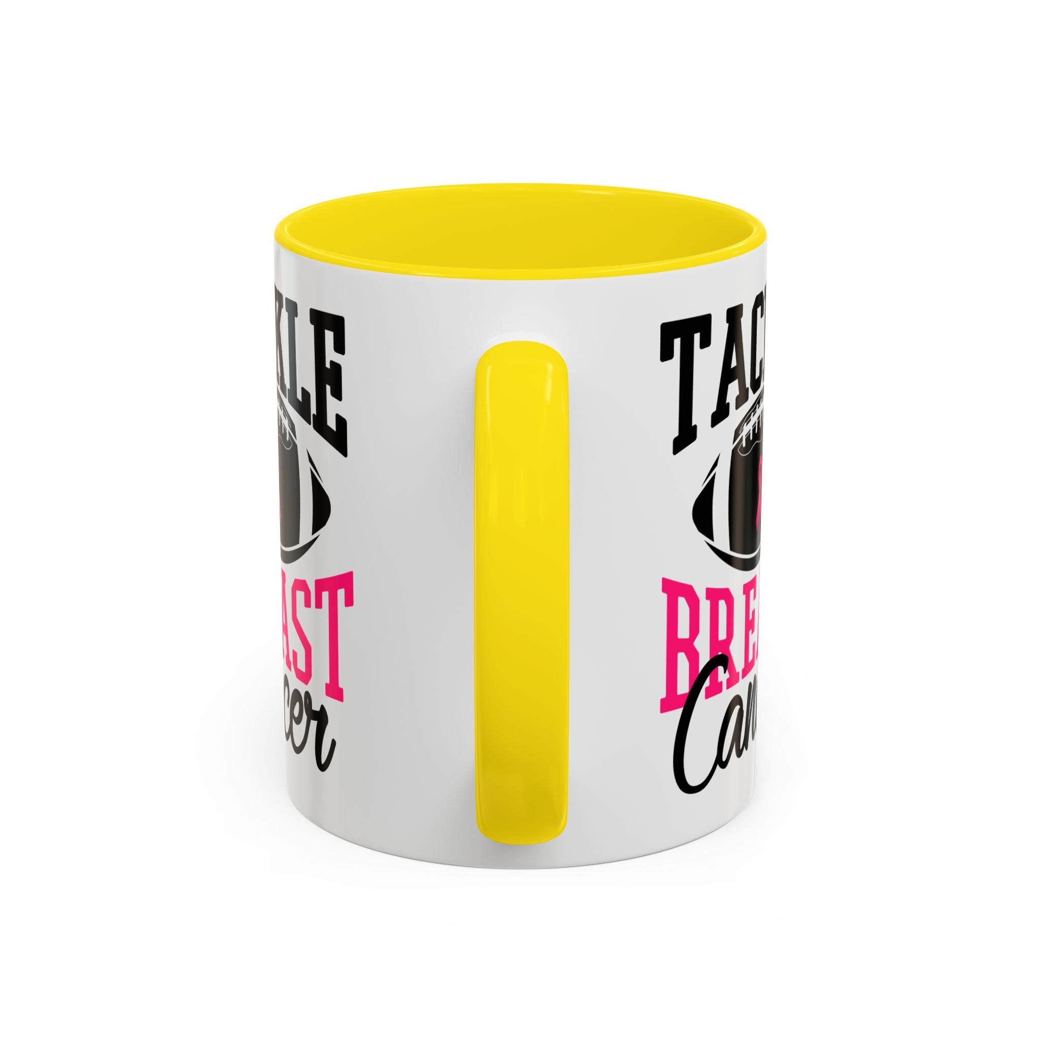 Tackle Breast Cancer Coffee Mug, Supportive Gift for Football Fans, Awareness Mug, Cheer Team Spirit, Fundraiser Drinkware