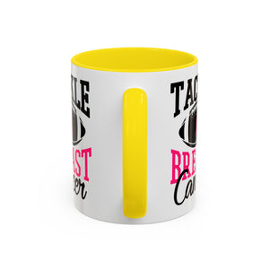 Tackle Breast Cancer Coffee Mug, Supportive Gift for Football Fans, Awareness Mug, Cheer Team Spirit, Fundraiser Drinkware