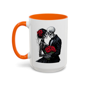 Romantic Skeleton Coffee Mug, Skull Love Mug, Gothic Gift, Halloween Decor, Couple Mug, Unique Coffee Cup