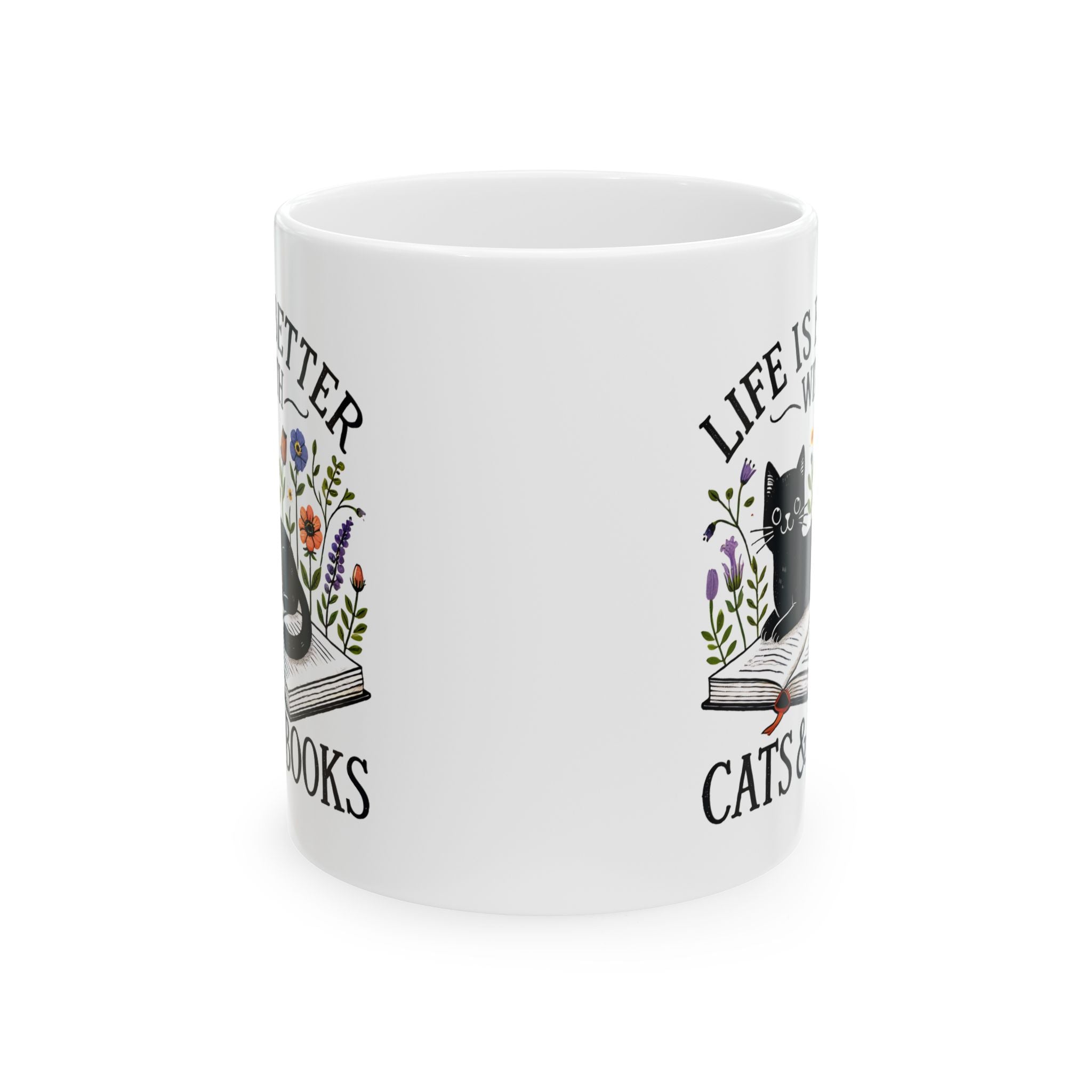 Cat Lover coffee Mug, Book Lover Gift, Cute Cat Mug, Cozy Tea Cup, Cat-Themed Coffee Mug, Reading Lover Gift