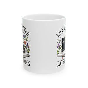 Cat Lover coffee Mug, Book Lover Gift, Cute Cat Mug, Cozy Tea Cup, Cat-Themed Coffee Mug, Reading Lover Gift