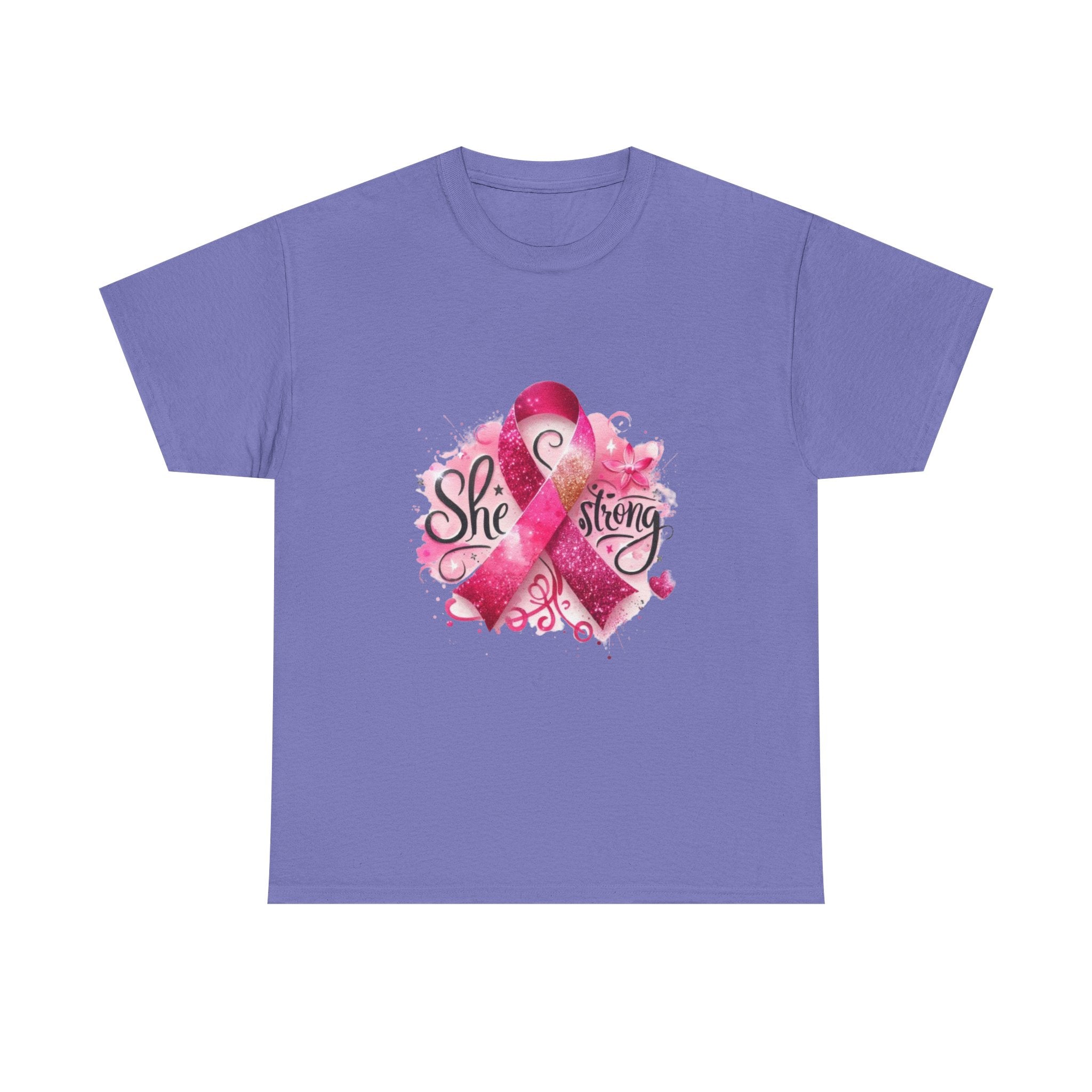 Breast Cancer Awareness Tee - She's Strong, Gift for Survivors, Supportive T-Shirt, Awareness Month, Inspirational Apparel