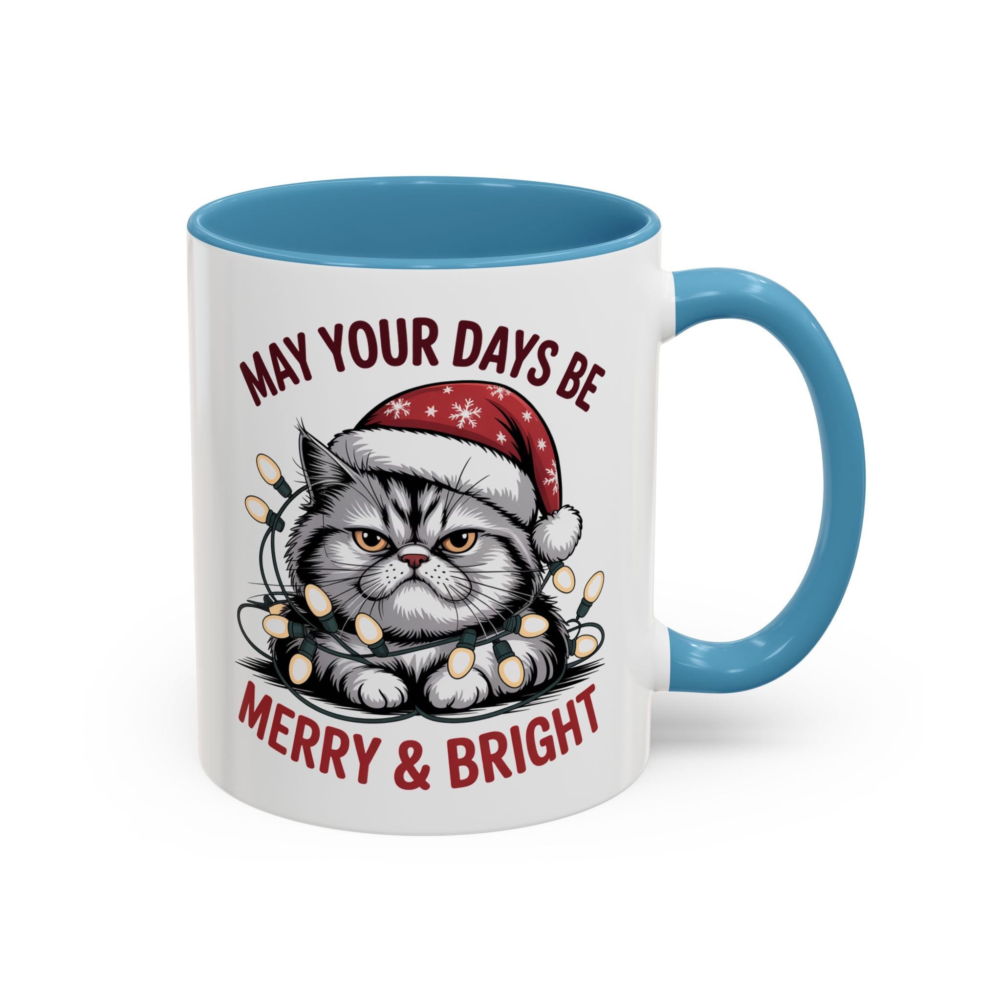 Funny Holiday Cat Mug - "May Your Days Be Merry & Bright"