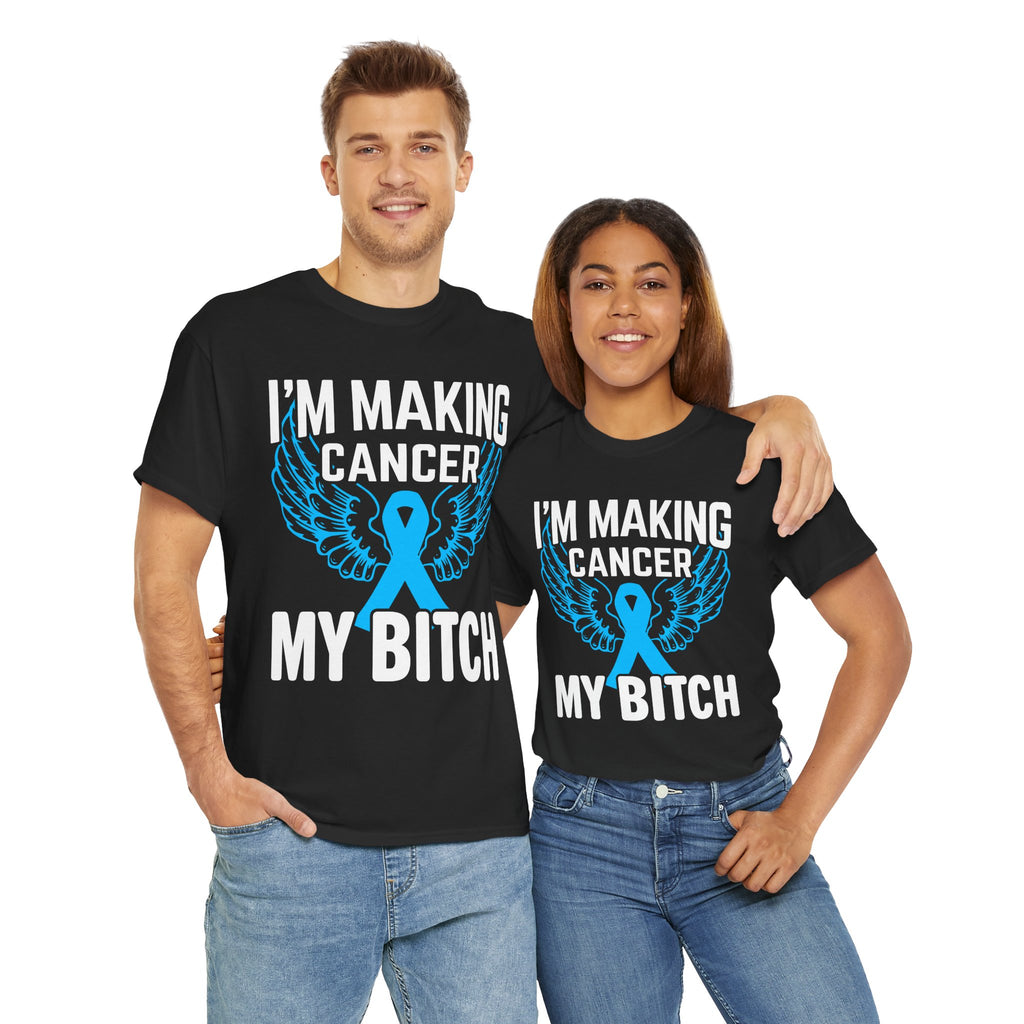 Angel Wings cancer Awareness Tee, Unisex Cotton Shirt for Support, Gift for Advocates, Fundraising Event Wear, Blue Ribbon Merchandise
