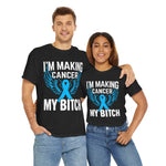 Angel Wings cancer Awareness Tee, Unisex Cotton Shirt for Support, Gift for Advocates, Fundraising Event Wear, Blue Ribbon Merchandise