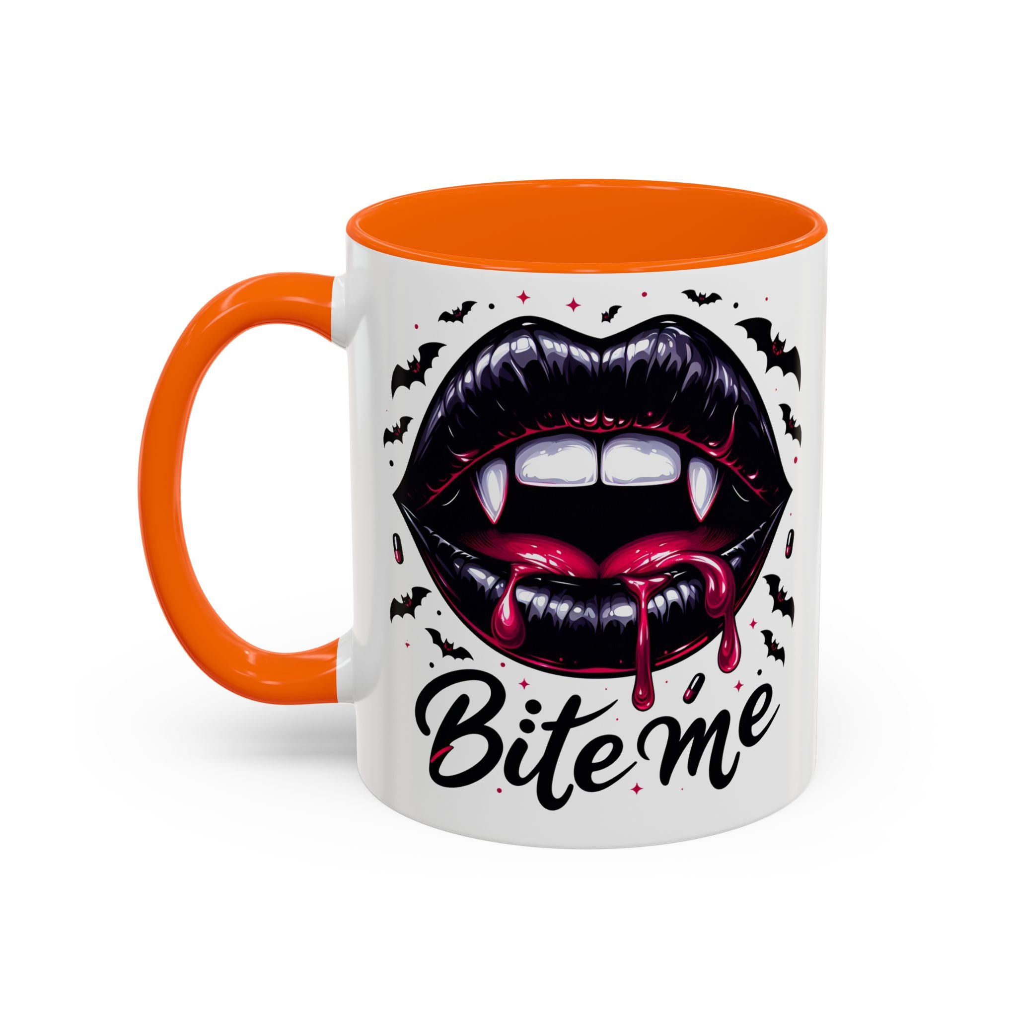Vampire Themed Coffee Mug - "Bite Me"  halloween bats horror art cup