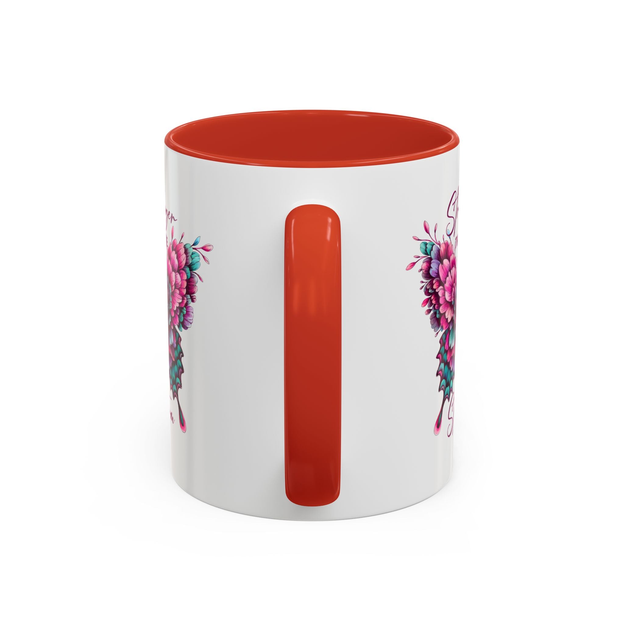 Stronger Than The Storm Accent Coffee Mug - Inspirational Butterfly Design
