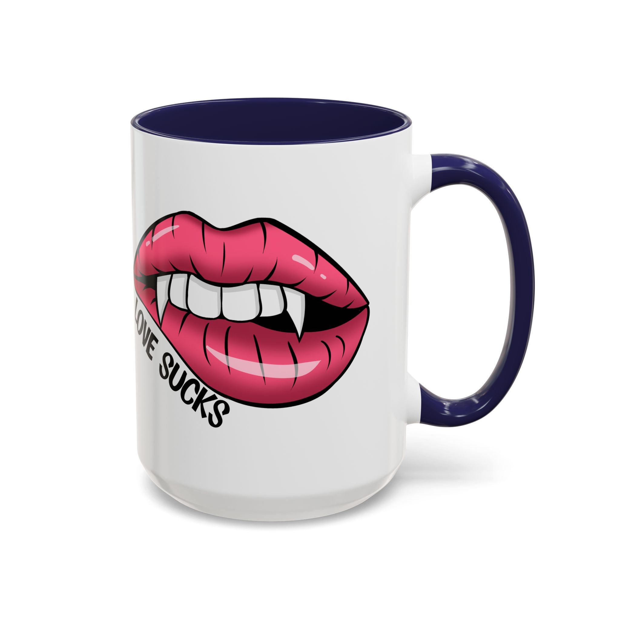 anti valentine Accent Coffee Mug - 'Love Sucks' Vampire Lips Coffee Mug