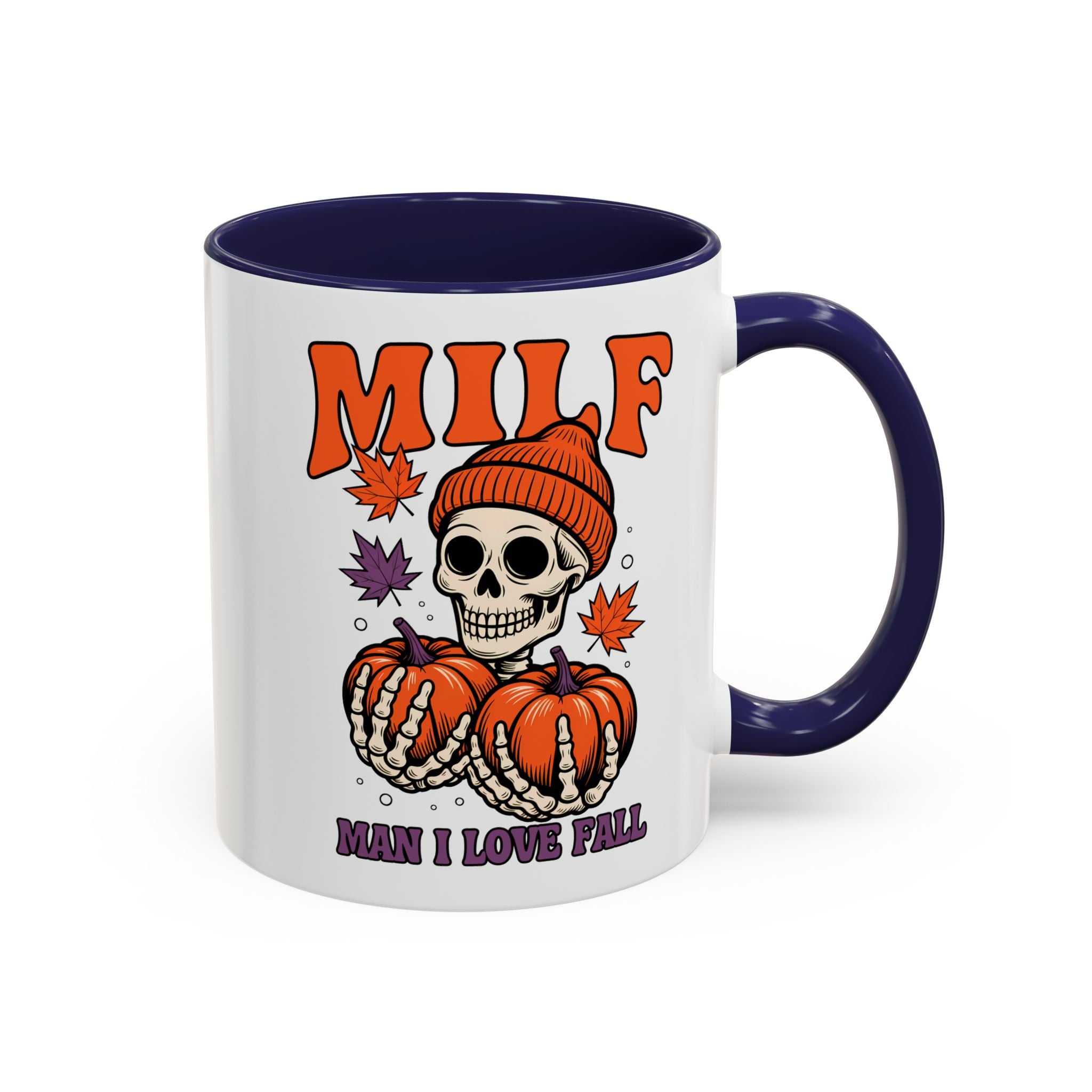 Halloween Pumpkin Skull Coffee Mug – "MILF: Man I Love Fall" funny adult humor sexy time joke