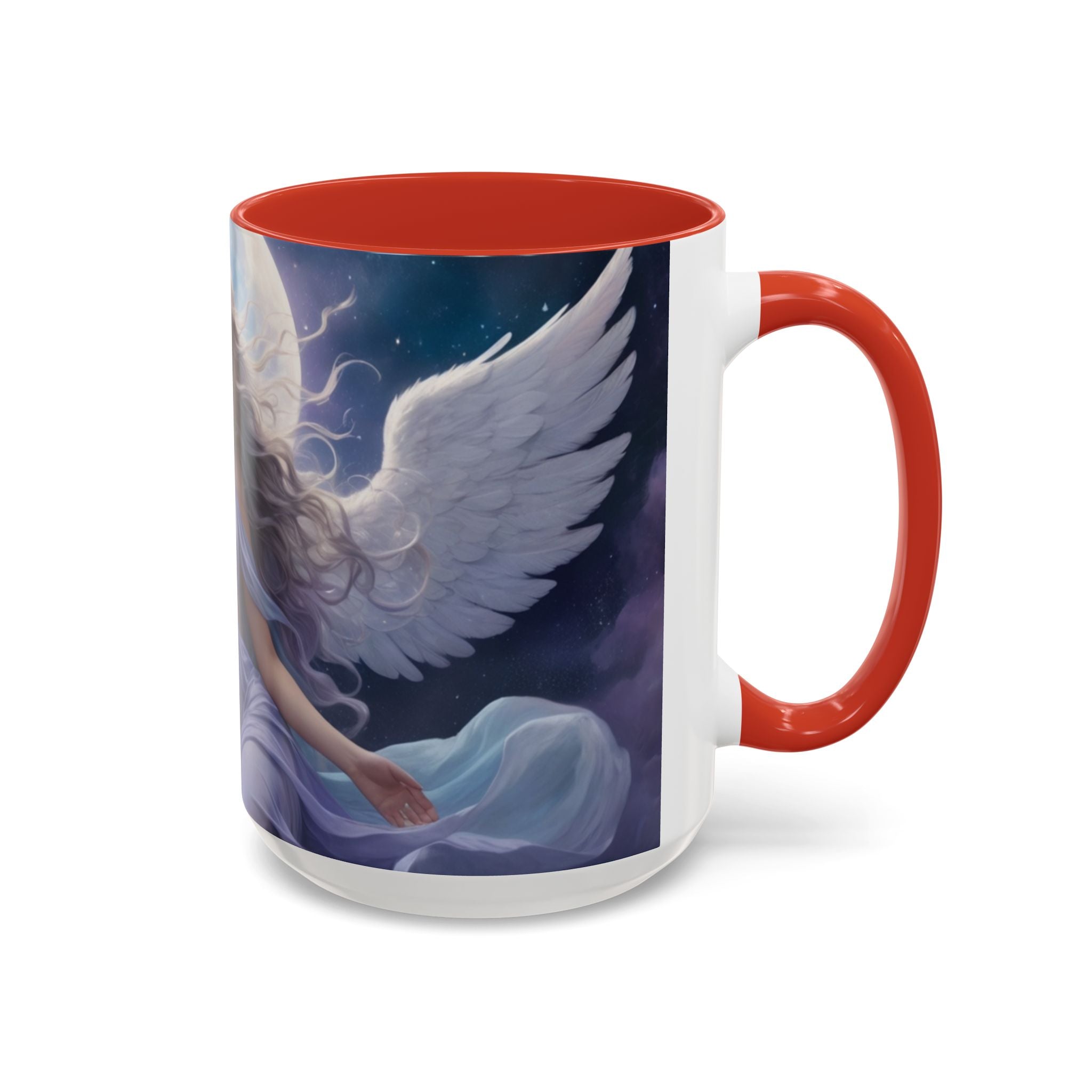 Celestial Angel Accent Coffee Mug - 11 & 15oz, Ethereal Design for Dreamy Coffee Lovers fantasy